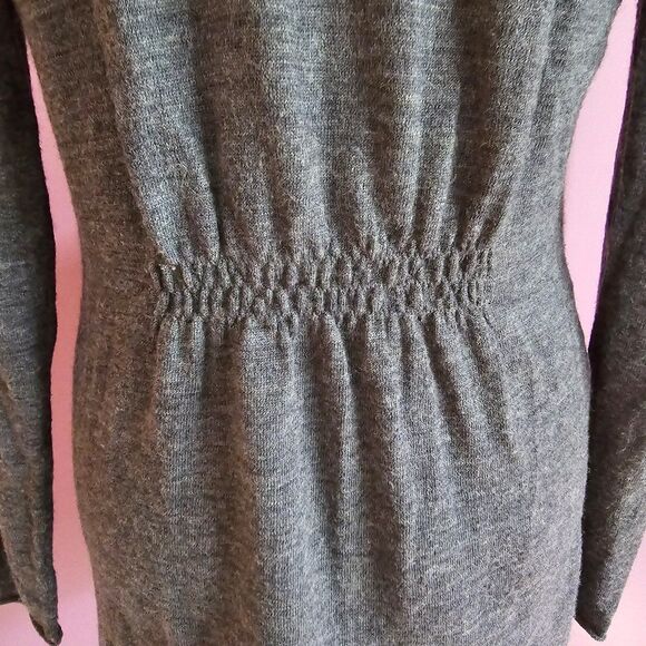 100% Merino wool grey long-sleeved open front cardigan sweater classic prep S - Picture 8 of 8